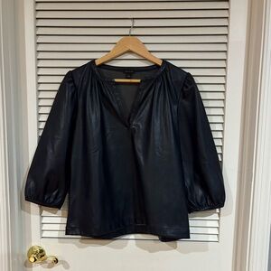 Black Faux Leather Top by Ann Taylor NWOT Size M